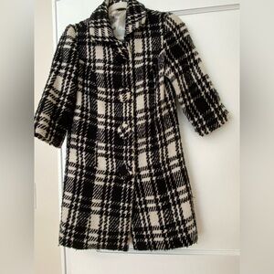 Black and white plaid cropped coat